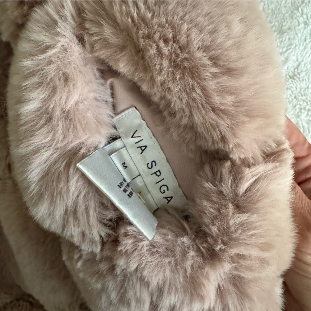 Light pink Via Spiga Faux Fur Jacket Reversible Coat with Stand Collar medium - Picture 5 of 8